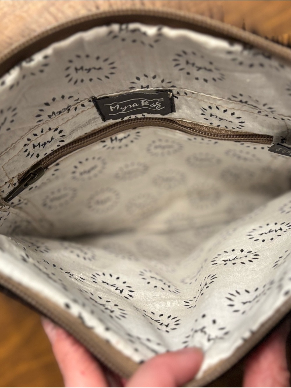 Myra Bag Black White & Brown Cowhide Crossbody with Tooled Leather Accent - Picture 5 of 6